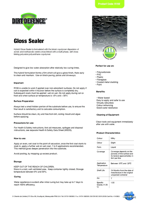 Gloss Sealer Datasheet PDF 